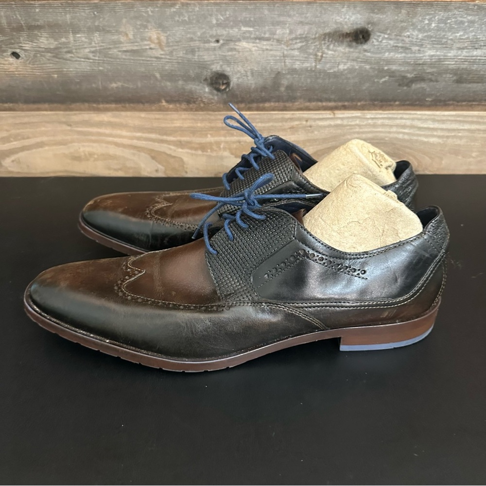 Stacy Adam’s Dress Shoes Wing Tip Oxford Tan/Burgundy Leather Lace Up Mens’s 15M - Picture 2 of 10
